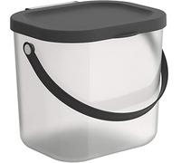 Rotho Albula Boîte de rangement avec couvercle 6 l avec poignée en plastique recyclé sans BPA (transparent/anthracite)