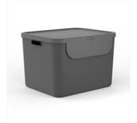 Rotho Albula Boîte de Rangement Cuisine 55 L avec Couvercle Anthracite | Rangement et Organisation de Cuisine, Trieur de Déchets Empilable, Ouverture Frontale, Deux Poignées, 6 Autocollants