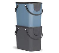 Rotho Albula Jeu de 2 systèmes de tri des déchets 25l pour la cuisine, Plastique (PP) sans BPA, anthracite/bleu, 2 x 25l (40.0 x 23.5 x 34.0 cm)