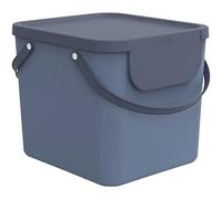 Rotho Albula Panier a Linge 40 L Bac a Linge Empilable avec Couvercle Bleu | Panier rangement du linge sale, couvercle, boîtes empilables, étiquettes incluses, PP recyclé, organisation claire et simple