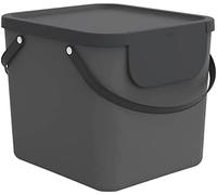 Rotho Albula Panier à linge en plastique 40 L avec couvercle anthracite | Panier de rangement pour vêtements, empilable, couvercle ouvrable même empilé, poignées, plastique facile à entretenir