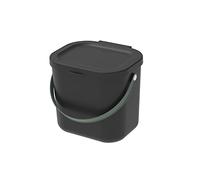Rotho Albula Poubelle Biologique 6l avec Couvercle pour la Cuisine, Plastique (PP recyclé), Noir, 6l