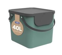Rotho Albula Poubelle Cuisine 40 L Empilable Bac Plastique Vert Anthracite | Poubelle tri sélectif empilable, poubelle de tri accessible dans une pile, poignée de transport, autocollants inclus