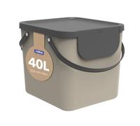 Rotho Albula Poubelle Cuisine 40 L Poubelle de Tri Cappuccino Anthracite | Poubelle tri sélectif, couvercle amovible, poignée intégrée, empilable, autocollants inclus, plastique recyclé pour la maison