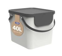 Rotho Albula poubelle cuisine 40 L poubelle tri sélectif blanc/anthracite | Poubelle de bureau empilable, ouverture accessible même empilée, poignée intégrée, autocollants de repérage, plastique PP