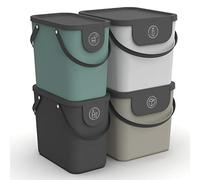 Rotho Albula Poubelle Cuisine de Tri Sélectif Empilable 2 x 25 L 2 x 40 L | Poubelle de Tri, 4 Bacs Indépendants, Poignées de Transport, Autocollants de Repérage, Plastique PP, Coloris Assortis