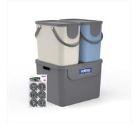Rotho ALBULA3 Kit de tri sélectif 2 x 25 l et 1 x 55 l avec couvercle pour la cuisine