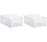 Rotho Boîte frontale en plastique (PP) sans BPA, transparente, petite taille 1767890000C klein (35,0 x 26,0 x 14,0 cm) (Lot de 2)