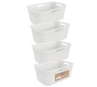 Rotho Brisen Ensemble de 4 paniers à linge 40l, Plastique (PP) sans BPA, blanc, 4 x 40l (59.6 x 39.6 x 23.2 cm)
