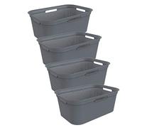 Rotho Brisen Lot de 4 paniers à Linge 40 l - Panier à Linge léger avec 4 poignées pour Un Transport Confortable - avec Trous d'aération - Robuste et Durable - Facile à Nettoyer et hygiénique