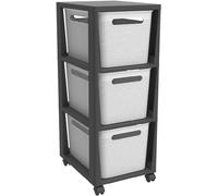 Rotho Brisen Récipient en rouleau avec 3 tiroirs, plastique (polypropylène recy lanc/anthracite, 3 x 16 l (36,6 x 30,0 x 77,0 cm)