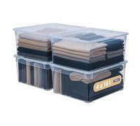 Rotho CLEAR Box Set de 4 boîtes de rangement 18 l avec couvercle, empilables, 4033,517 cm, transparent bleu
