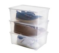 Rotho Clear Ensemble de 3 boîtes de rangement 10l avec couvercle, Plastique (PP) sans BPA, Transparent, 3 x 10 l (36.0 x 26.0 x 14.0 cm)