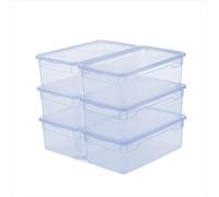 Rotho Clear Lot de 6 Boîtes de Rangement avec Couvercle 5l | Boîtes empilables idéales pour Chaussures | Fermeture sécurisée | Empilables et gain de place | Faciles d'entretien | Bleu transparent