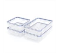 Rotho Clic & Lock Set 4 Boîtes de Conservation avec Couvercle 2x 0,8l, 1x 1l, 1x 1,5l | Hermétique & Étanche | Micro-ondes | Lave-vaisselle | transparent/bleu