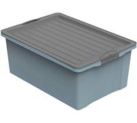 Rotho Compact Boîte de rangement 38l avec couvercle, Plastique (PP recyclé) sans BPA, bleu/anthracite, A3/38l (57.0 x 40.0 x 25.0 cm)