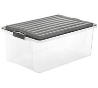 Rotho Compact Boîte de rangement 38l avec couvercle, Plastique (PP) sans BPA, anthracite/transparent, A3/38l (57.0 x 40.0 x 25.0 cm)