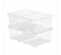 Rotho CORE BASIC, coffret de 4 boîtes de rangement de 44 litres – 58,3 x 39,2 x 27,7 cm – boîtes en plastique transparentes avec couvercle, empilables, boîtes de stockage pour cave et garage