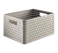 Rotho Boîte de rangement Country – 18 l, PP sans BPA, rotin, cappuccino (36,8×27,8×19,1 cm)