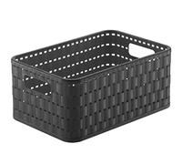 Rotho Country Boîte de rangement 4l en rotin, Plastique (PP) sans BPA, anthracite, A6+/4l (23.7 x 15.8 x 10.8 cm)
