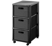 Rotho Country Conteneur à roulettes avec 3 tiroirs, Plastique, anthracite, 3 x A4/18l (37.5 x 32.5 x 71.2 cm)