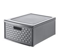 Rotho Country Grande Boîte à Tiroir 19,2l | Boîte avec tiroir effet rotin | Tiroir facilement amovible | Modulable & empilable | anthracite