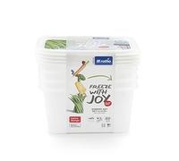 Rotho Domino Lot de 5 pots à congélation de 0,75 l avec un motif inscriptible sur le couvercle, plastique de qualité alimentaire (PP) sans BPA, blanc, 4 x 0.75l (15.7 x 11.8 x 13.2 cm)