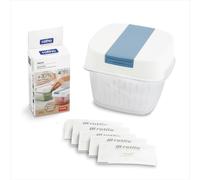 Rotho Dynamic Box Bac de rangement 1,6 L Boîte de rangement plastique blanc | Boîte plastique pour fruits et légumes, filtre Fresh Filter, panier amovible, ventilation, rangement au réfrigérateur
