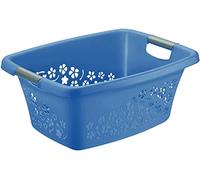 Rotho Flowers Panier à linge 25l avec 2 poignées, Plastique (PP) sans BPA, bleuhorizon, 25l (50.5 x 38.3 x 21.8 cm)