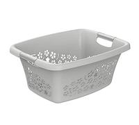 Rotho Flowers Panier à linge 25l avec 2 poignées, Plastique (PP) sans BPA, gris, 25l (50.5 x 38.3 x 21.8 cm)