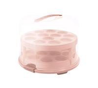 Rotho Fresh Boîte de transport pour muffins | Boîte à gâteau avec insert amovible | Transport sécurisé | Poignée de transport | Facile à nettoyer | transparent/rose