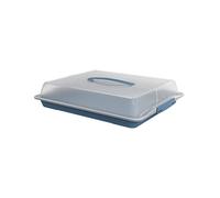 Rotho John Bac de rangement plastique boîte à gâteau PP bleu transparent | Boîte plastique pour gâteau, boîte de conservation alimentaire en PP, grand format 47,5 x 39,0 cm, bleu transparent