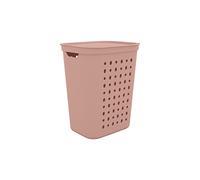 Rotho Jona Panier à linge, 55 l, avec couvercle, en plastique (polypropylène recyclé), rose, 55 l (43,2 x 35,5 x 53,3 cm)