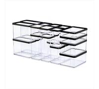 Rotho Loft Set 24 Boîtes de Conservation avec Couvercle | Hermétiques & Empilables | Sans Substances Nocives | Compatible Lave-Vaisselle | Transparent/Noir