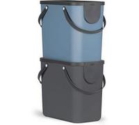 Rotho Albula Jeu de 2 systèmes de tri des déchets 25l pour la cuisine, Plastique (PP) sans BPA, anthracite/bleu, 2 x 25l (40.0 x 23.5 x 34.0 cm)