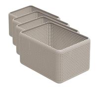 Rotho Madei Boîte de rangement 13l, Plastique (PP) sans BPA, cappuccino, 13l (32.6 x 23.8 x 18.8 cm) (Lot de 4)