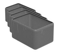 Rotho Madei Panier de rangement 13l, Plastique (PP) sans BPA, anthracite, 13l (32.6 x 23.8 x 18.8 cm) (Lot de 4)