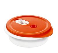 Rotho Assiette micro-ondes Clever 1 l plastique PP sans BPA avec couvercle et valve Papaye-Rouge