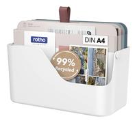 Rotho MyPaper Rangement Bureau Organisateur de Bureau Format A4 Blanc Rouge | Organisateur Bureau, Rangement Papier Administratif, 4 Chemises FSC, Étiquettes Inscriptibles, Pose Murale avec Gabarit