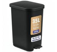 Rotho Orbe Poubelle à pédale avec couvercle 35 L | Poubelle de cuisine, salle de bain, atelier | avec amortisseur pour fermeture silencieuse | pour sacs 25-40 L | avec protection anti-fuite | noire
