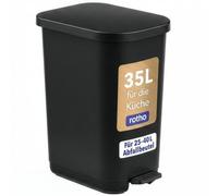 Rotho Orbe Poubelle Cuisine 35 L avec Couvercle et Pédale en Plastique PP | Poubelle de salle de bain, ouverture au pied sans soulever le couvercle, 35 L, bac en plastique pratique au quotidien