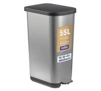 Rotho Orbe Poubelle de 55 l, avec couvercle et pédale, en plastique (PP) facile d'entretien, sans BPA, 50 l (42,3 x 31,7 x 67,6 cm) (carbone)