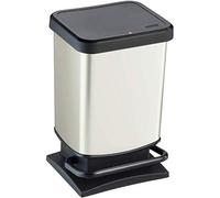Rotho Paso Poubelle 20l avec pédale et couvercle, Plastique (PP) sans BPA, blanc métallisé, 20l (29,3 x 26,6 x 45,7 cm)