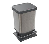 Rotho Paso Poubelle 20l avec pédale et couvercle, Plastique (PP) sans BPA, hexagone d'argent, 20l (29,3 x 26,6 x 45,7 cm)