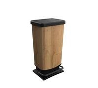 Rotho PASO Poubelle 40l Pédale Design Bois Noir - Cuisine, Bureau, Atelier