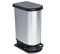 Rotho Paso Poubelle 50 l avec Pédale et Couvercle à Charnière, Plastique (PP), Argent Métallisé, 50 l (44,0 X 29,0 X 67,0 cm)