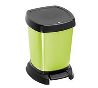 Rotho Paso Poubelle 6l pour la salle de bain avec pédale et couvercle, Plastique (PP) sans BPA, vert/métallique, 6l (23.4 x 21.9 x 29.2 cm)