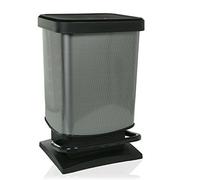 Rotho Paso poubelle cuisine 20 L à pédale avec couvercle carbone métallique | Poubelle de cuisine, bac plastique en PP, ouverture à pédale sans les mains, fermeture douce, anneau de maintien du sac