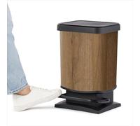 Rotho Paso poubelle cuisine 20 L à pédale Soft-Close décor bois plastique | Poubelle de cuisine à pédale, fermeture douce et silencieuse, couvercle anti-odeur, pieds antidérapants, plastique décor bois