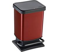 Rotho Paso Poubelle Cuisine 20 L avec Couvercle à Pédale Rouge Métallisé | Bac plastique, poubelle de salle de bain ou poubelle bureau, fermeture douce silencieuse, pédale large, anneau cache-sac